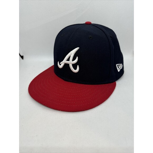 New Era Other - Authentic New Era MLB On-Field 59Fifty Fitted Cap Atlanta Braves Navy/Red 6 7/8
